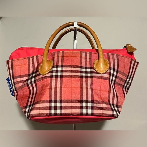 VGUC Burberry Blue Label Nova Check Top Handle Nylon Bag